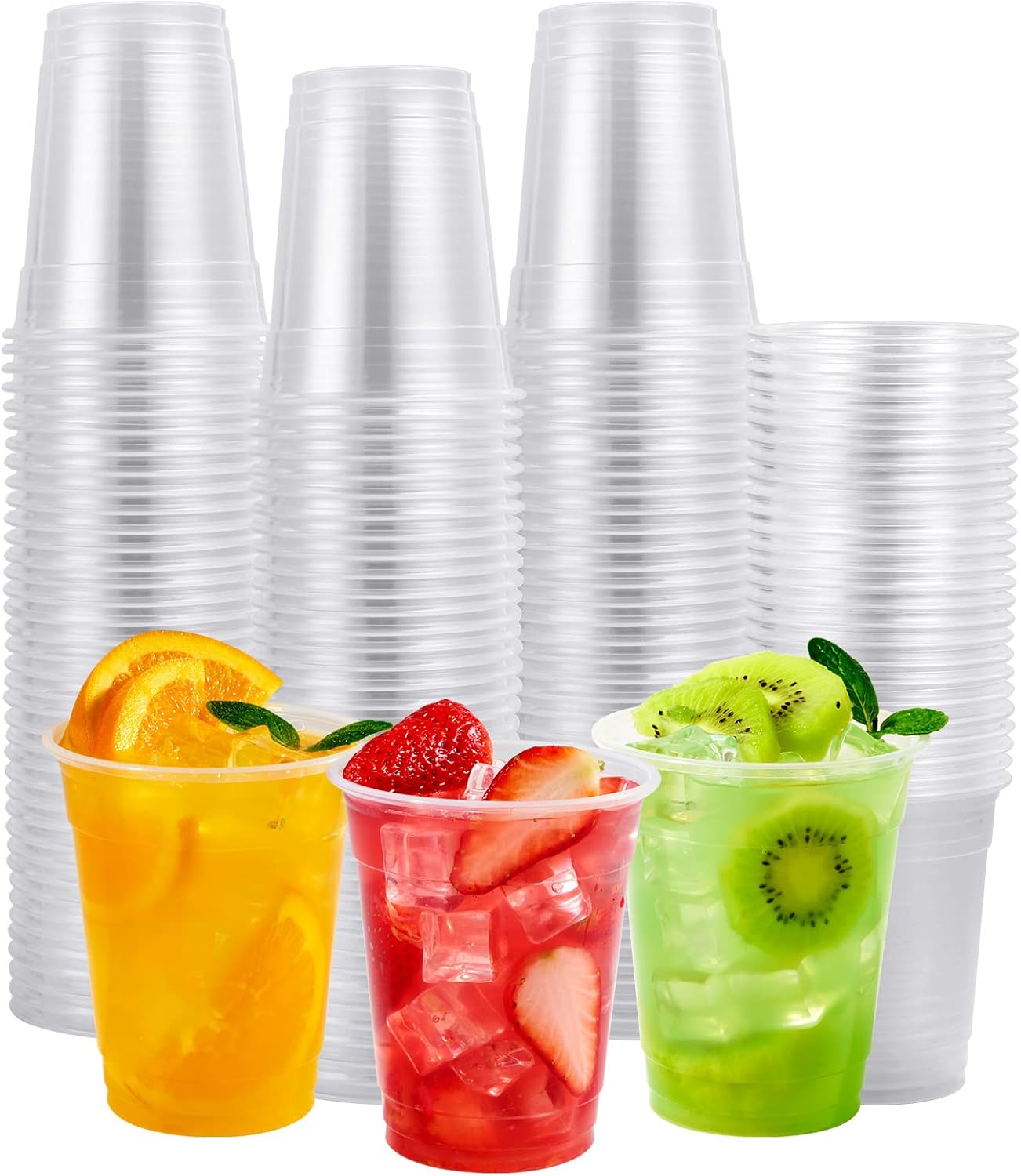 FOCUSLINE 200pack 12 oz Clear Plastic Cups Disposable, Plastic Clear Cups Disposable, DrinkIng Cup for Water, Juice, Soda, Ice Coffee
