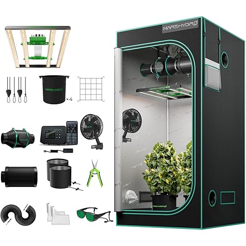 MARS HYDRO 3x3 Smart Grow Tent Kit Complete System with Smart Controller 43,FC3000 Samsung LM301H APP Control Dimmable Grow Light,1680D High Reflective Mylar,4inch Automatic Ventilation Kit