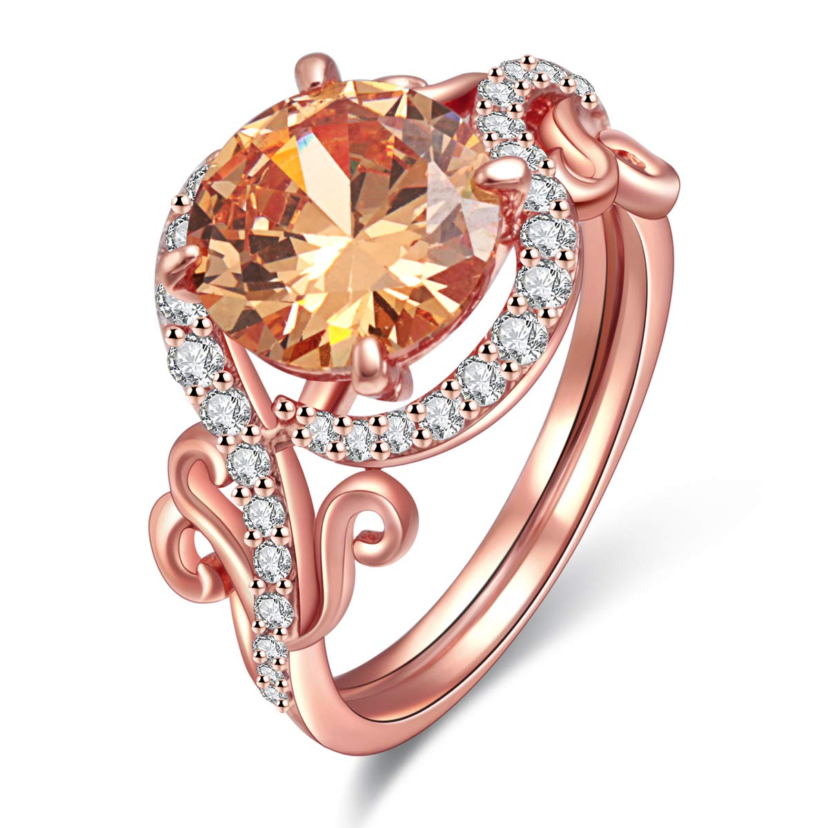 JIANGYUE Exquisite Lady Rings AAA Cubic Zirconia Rose Gold Plated Ring Party Charming Elegant Jewelry Size 7