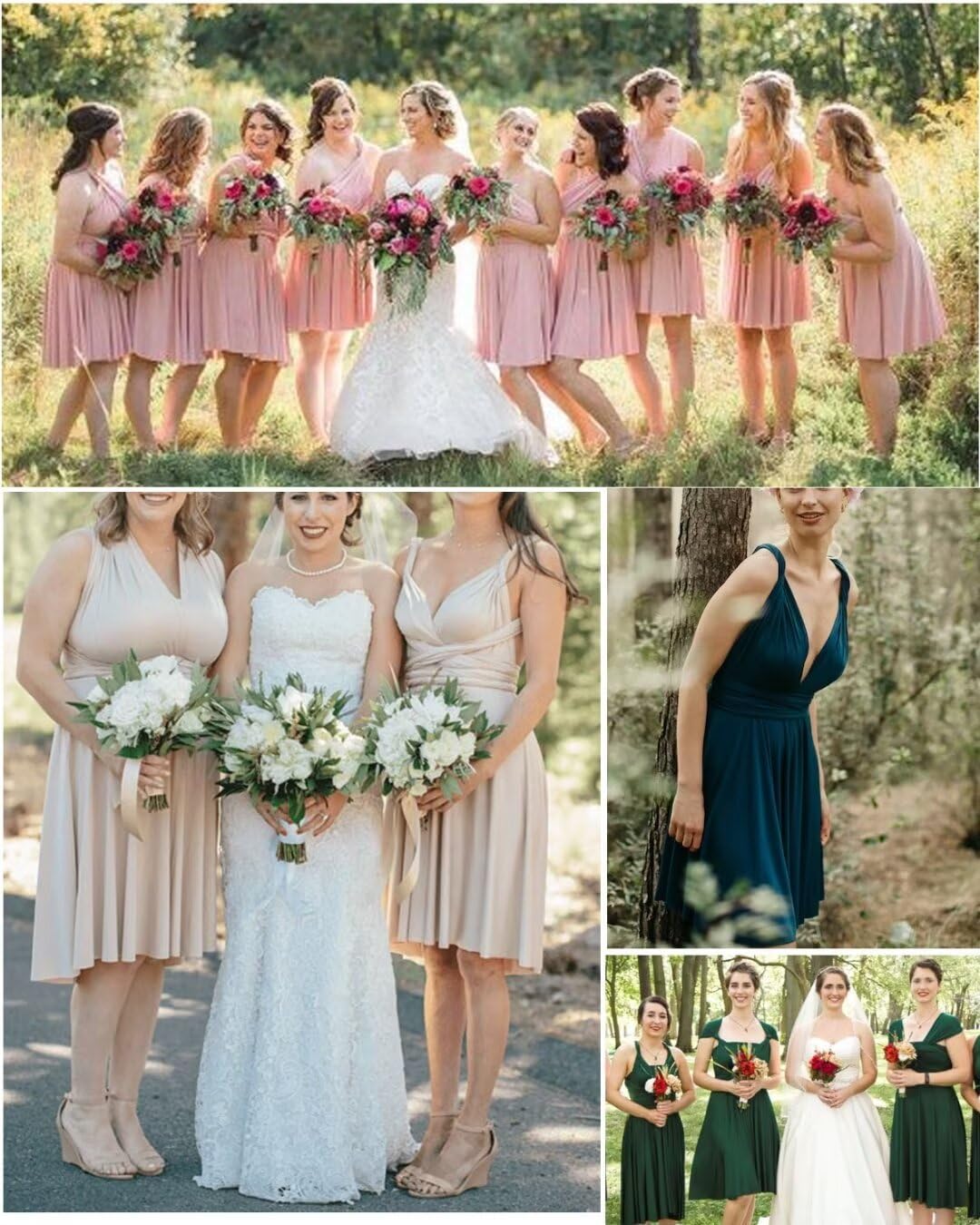 Short Infinity Dresses for Bridesmaids with Bandeau Convertible Transformer Multiway Twist Wrap Bridesmaid Dresses - Image 6