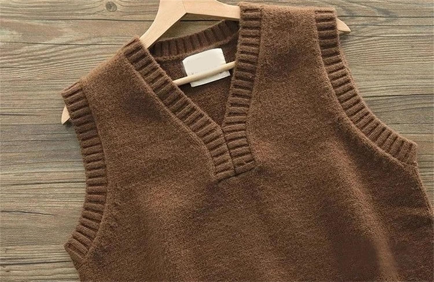 Men's Knitted Vest Solid Color Waistcoat V Neck Slim Fit Sweaters Sleeveless Cable Knit Top