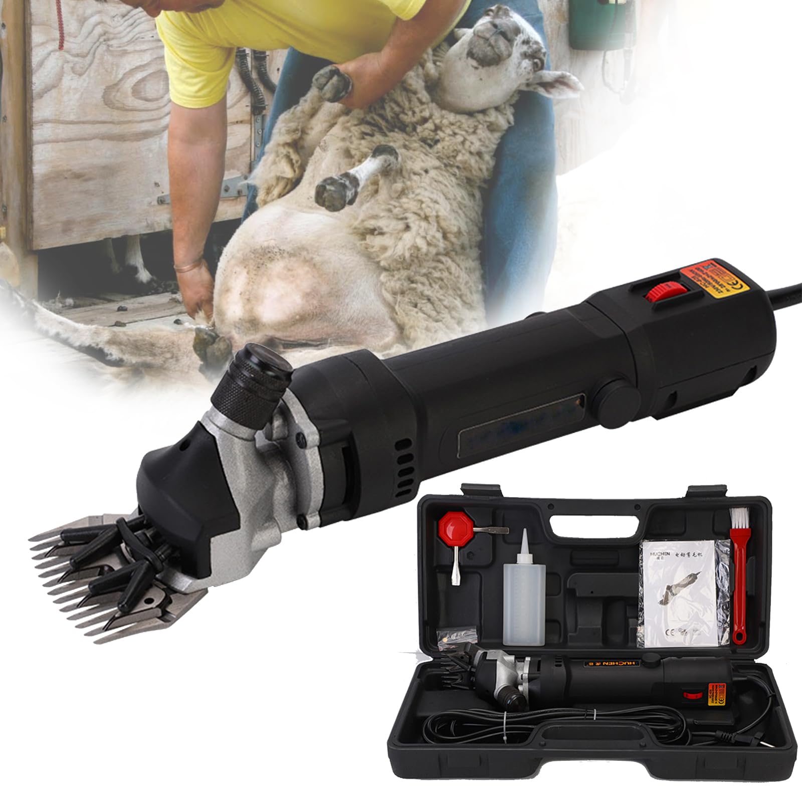Tosatrici elettriche per Pecore 6 velocità, tosatrice Professionale da 690 W, Kit per la toelettatura del Bestiame da Fattoria per Cappotto Spesso Animale Nero