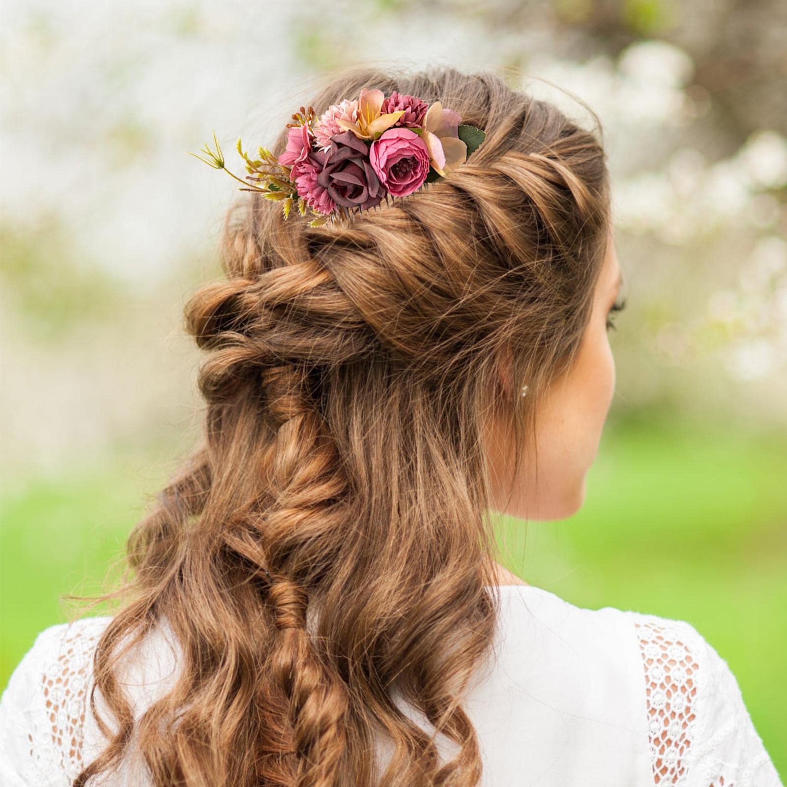 flores,Flores para el cabello la boda - Peineta para el pelo con diseño flores, sencilla montar, peineta Floral para novias, damas, boda, Festival, tocado Teksome