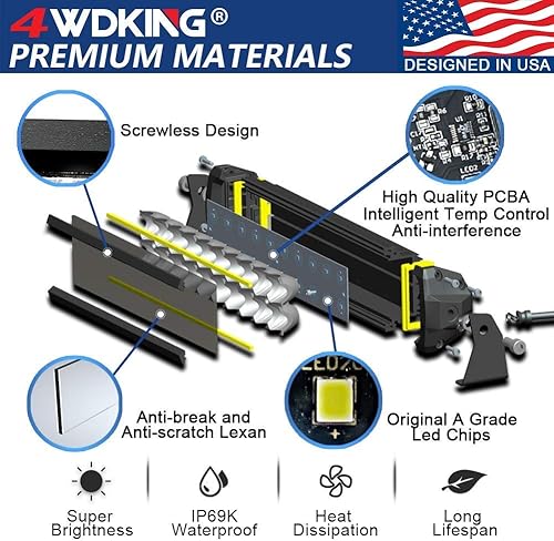 Miniatura 4 de 4WDKING Barra de luz LED de doble fila de 20 pulgadas + arnés de cableado femenino Deutsch de 2 pines conector impermeable