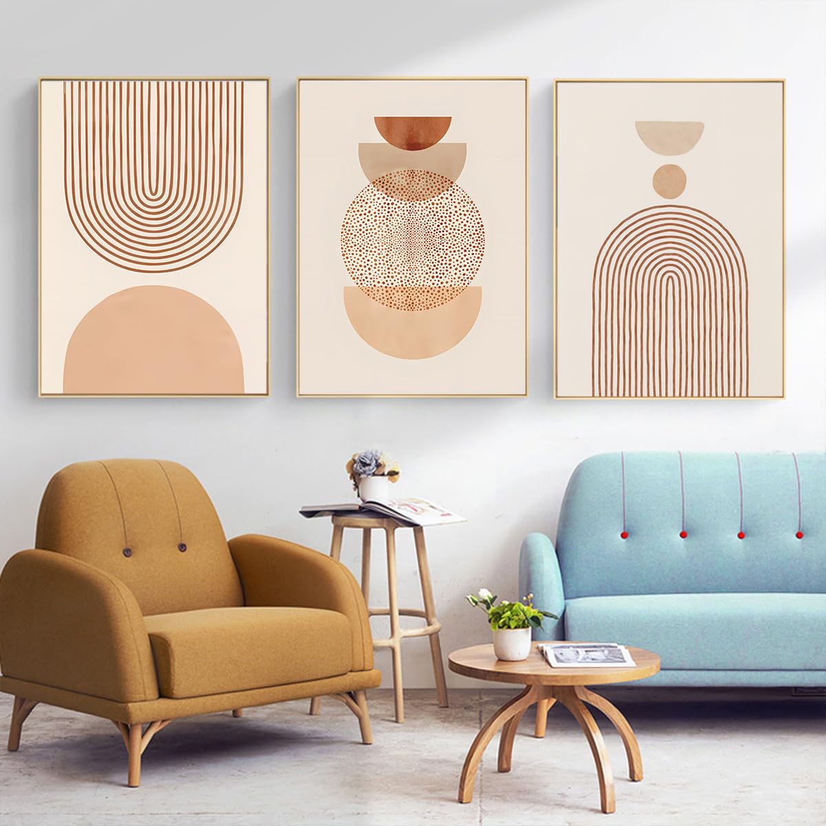 KXHHYB Abstract Line Geometry Posters, cuadros modernos, bohemios, decoración de pared, juego de 3 unidades, línea de arte geométrico, póster de pared sin marco (B, 60 x 90 cm x 3)