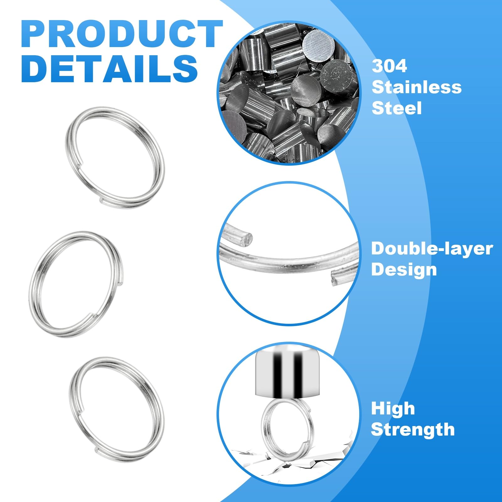 Split Ring Rim Steps Double Loop Split Rings PATIKIL Round Split Ring, 100 Pcs 5mm With ...