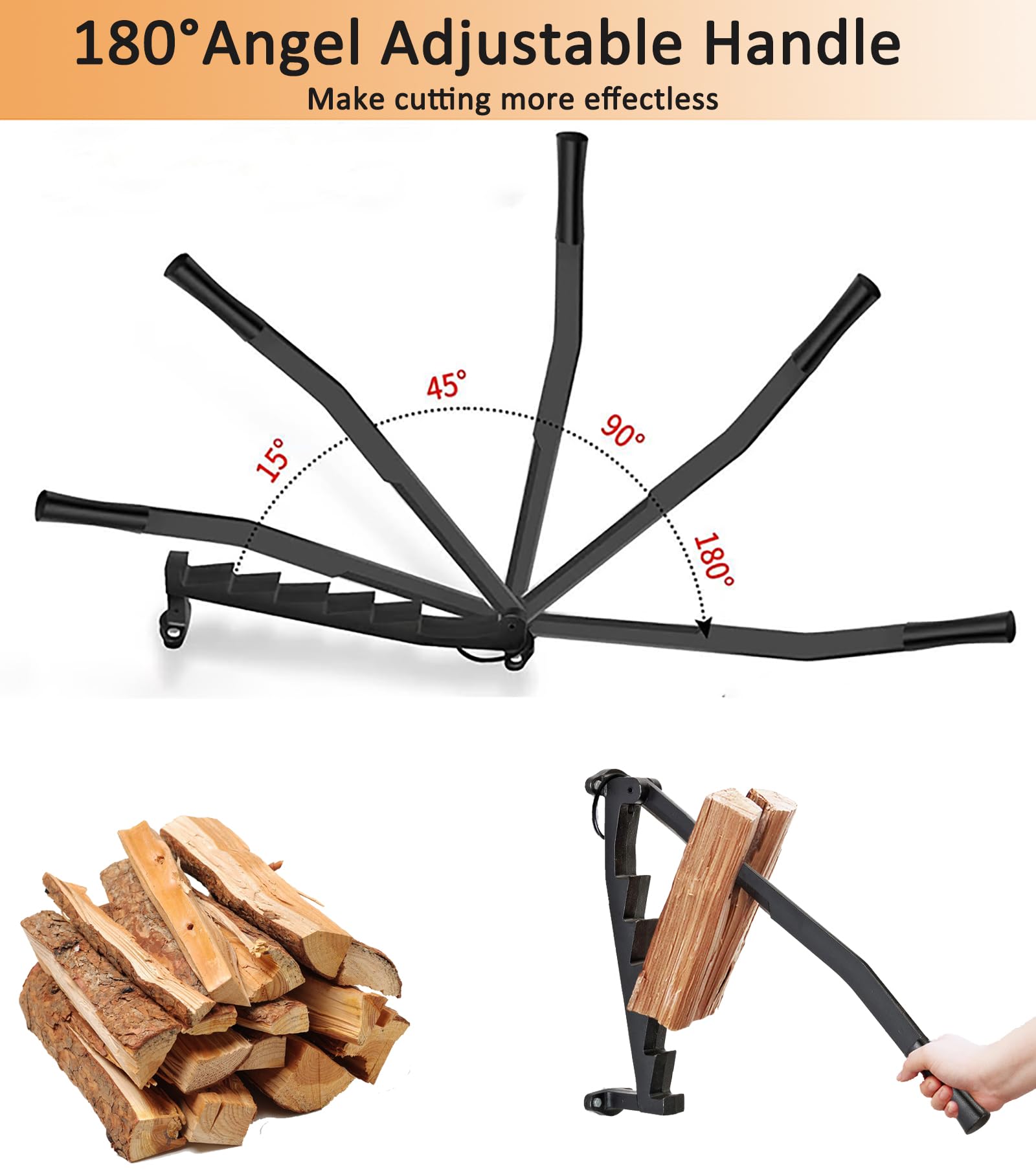 Fendeuse manuelle pour bois d'allumage – Fendeuse de bûches robuste avec sac fourre-tout pour bois de chauffage pour une utilisation en intérieur ou en extérieur