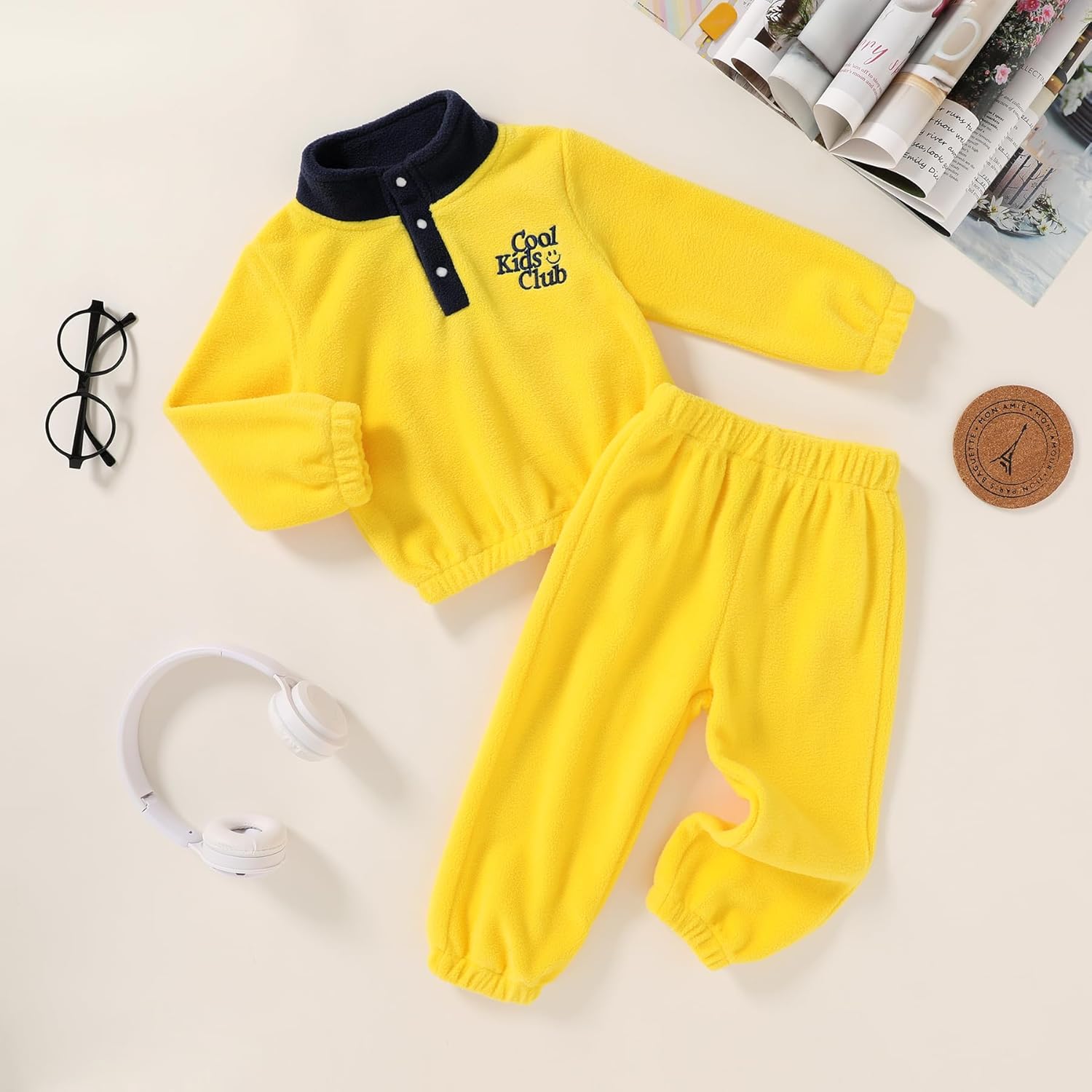 YOUNGER TREE Toddler Boy Girl Clothes Fleece Fall Winter Outfit Baby Long Sleeve Button Sweatshirt and Pants Sweatsuits Set - Image 2