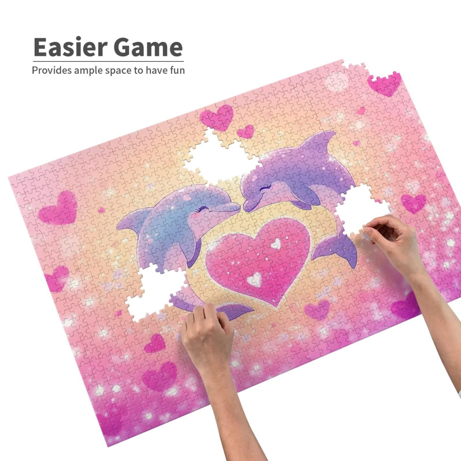 Miłość Puzzle 5000 Pieces Delfin Puzzle dla dorosłych Początkujący z pudełkiem prezentowym, DIY interaktywne puzzle rodzinna wymagająca gra, Relief Stres Relief Home Wall Room Decor Art Prezent dla