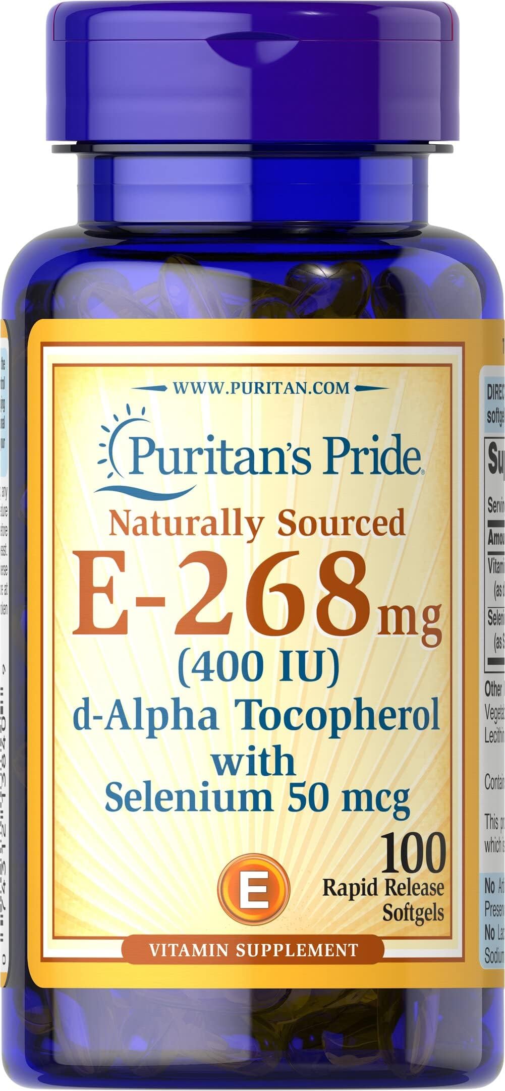 Puritans Pride Vitamins E - 400 + Selenium 100's