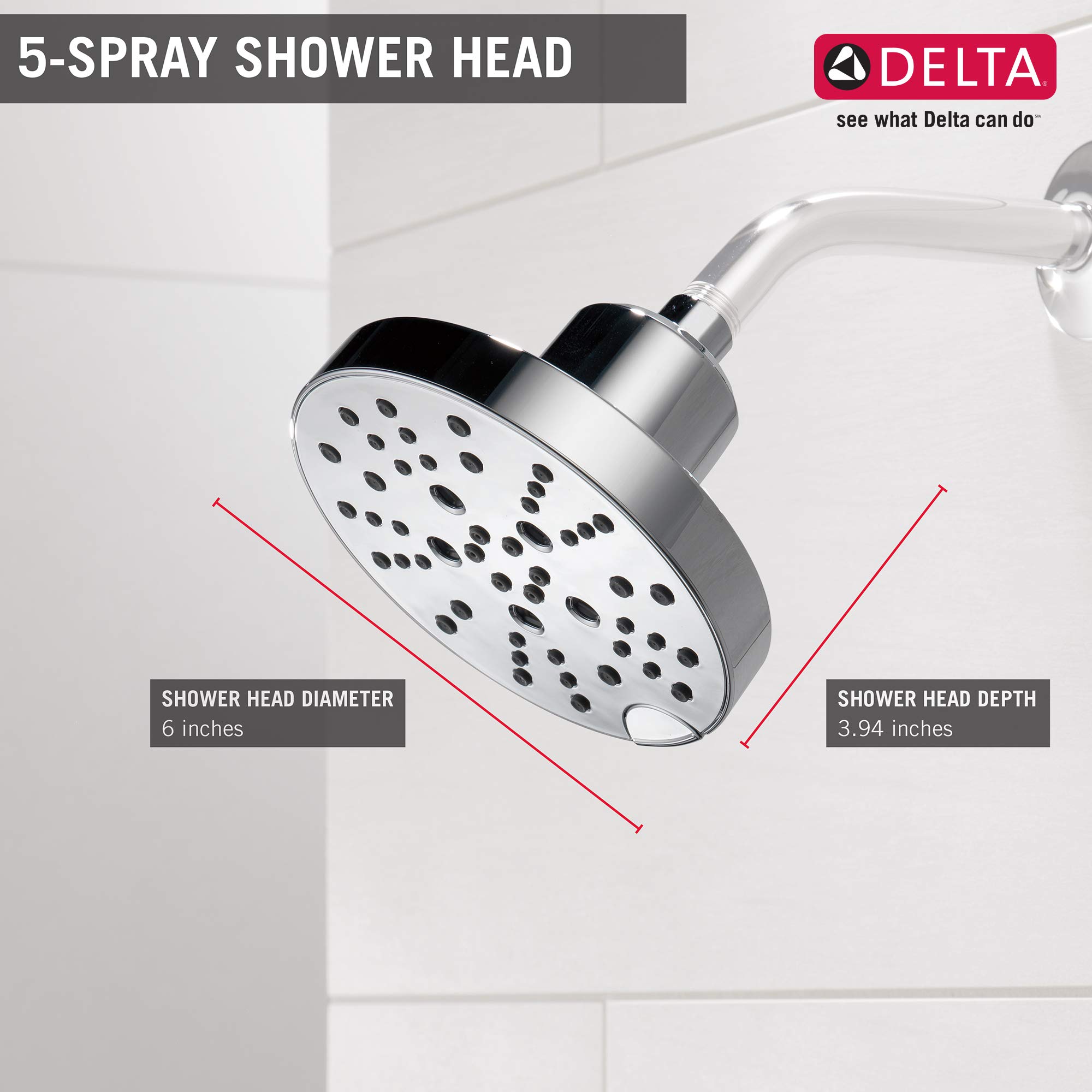 Delta Faucet 6-Inch Showerhead - H2Okinetic Tech -3