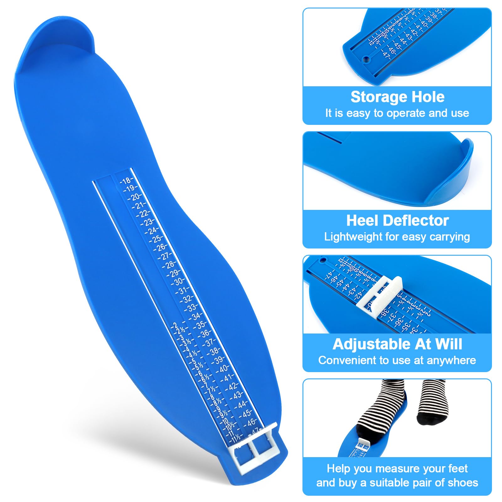 2pcs Pédimètre Adulte，Appareil de mesure des pieds，Pointure Chaussure Mesurer Pied Dispositif de Mesure，Règle de Mesure，pour Déterminer la Pointure 18 à 47 de la taille des chaussures