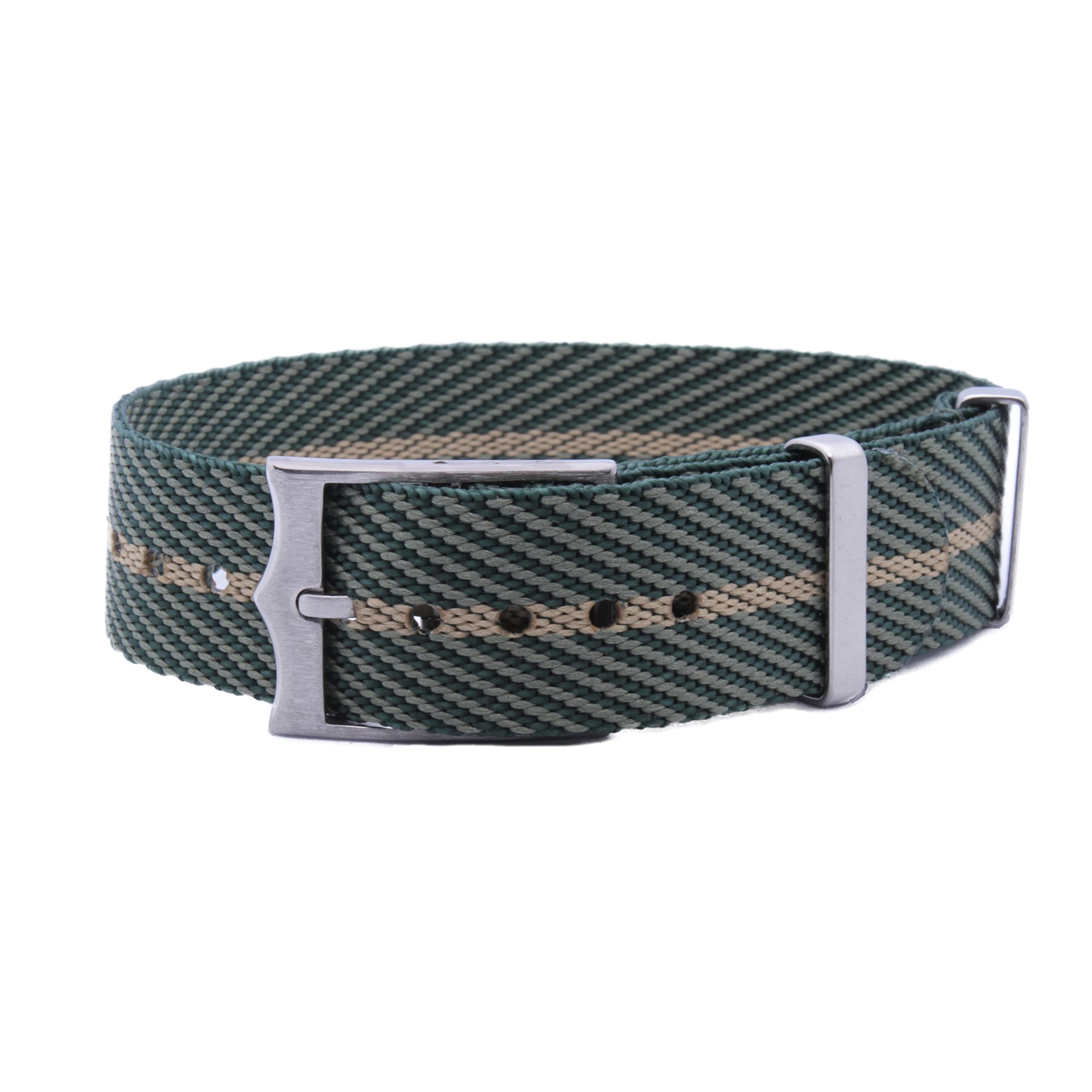 WAMD Single Layer/Single Pass Nylon Fabric NATO Watch Straps/Bands with Crown Buckle - Choice of Colour & Width (Green and Khaki, 20 mm) (B0BFJ3CGSR) Amazon Price History, Amazon Price Tracker