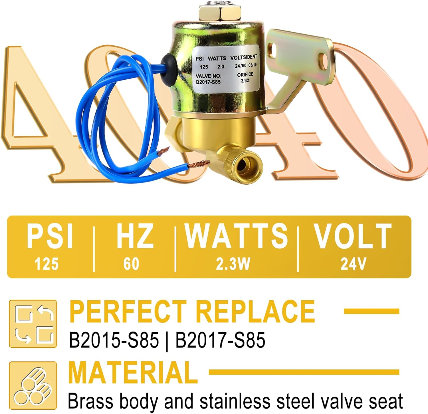 Cenipar 4040 Humidifier Water Solenoid Valve,24 Volts Humidifier Solenoid Valve Fit for Aprilaire Humidifier 240 400 500 600 700 B2015-S85 B2017-S85 etc