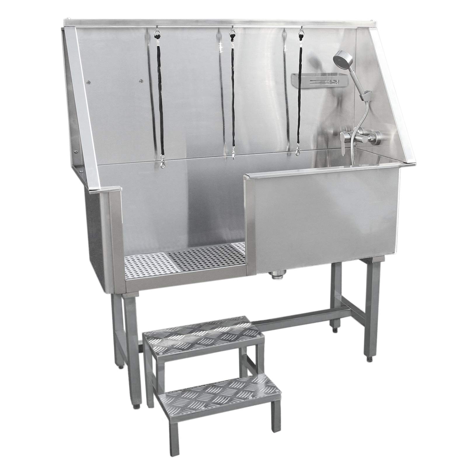 Monster Shop Baignoire de Toilettage Professionnelle Table Toilettage Chien 400mm en Acier Inoxydable Animaux de Compagnie Grand Bain de Toilettage