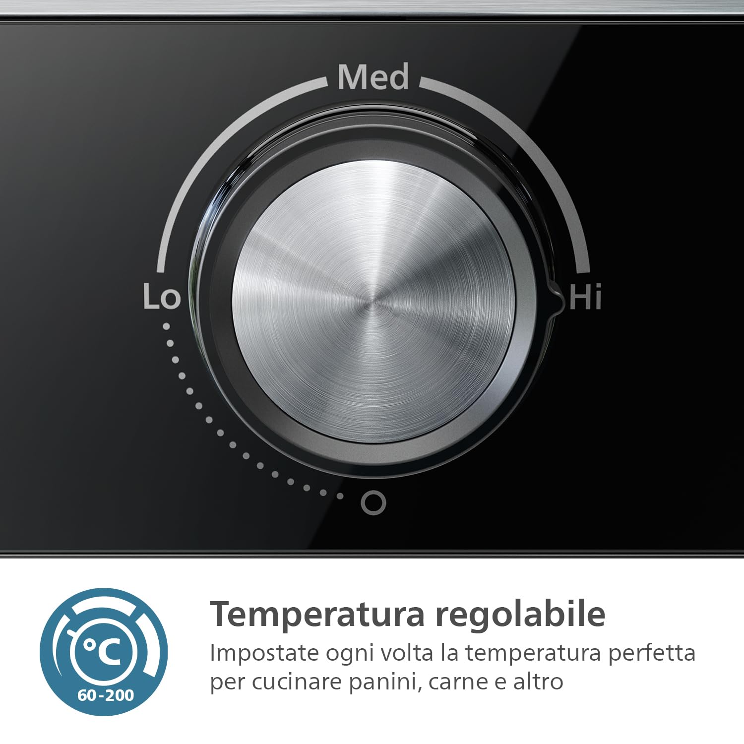 Philips Griglia Elettrica - Contact Grill. Temperatura regolabile. Ampio grill e prestazioni ad Alta Potenza. Piastre Antiaderenti e vassoio raccogli grasso rimovibili. (HD6301/90)