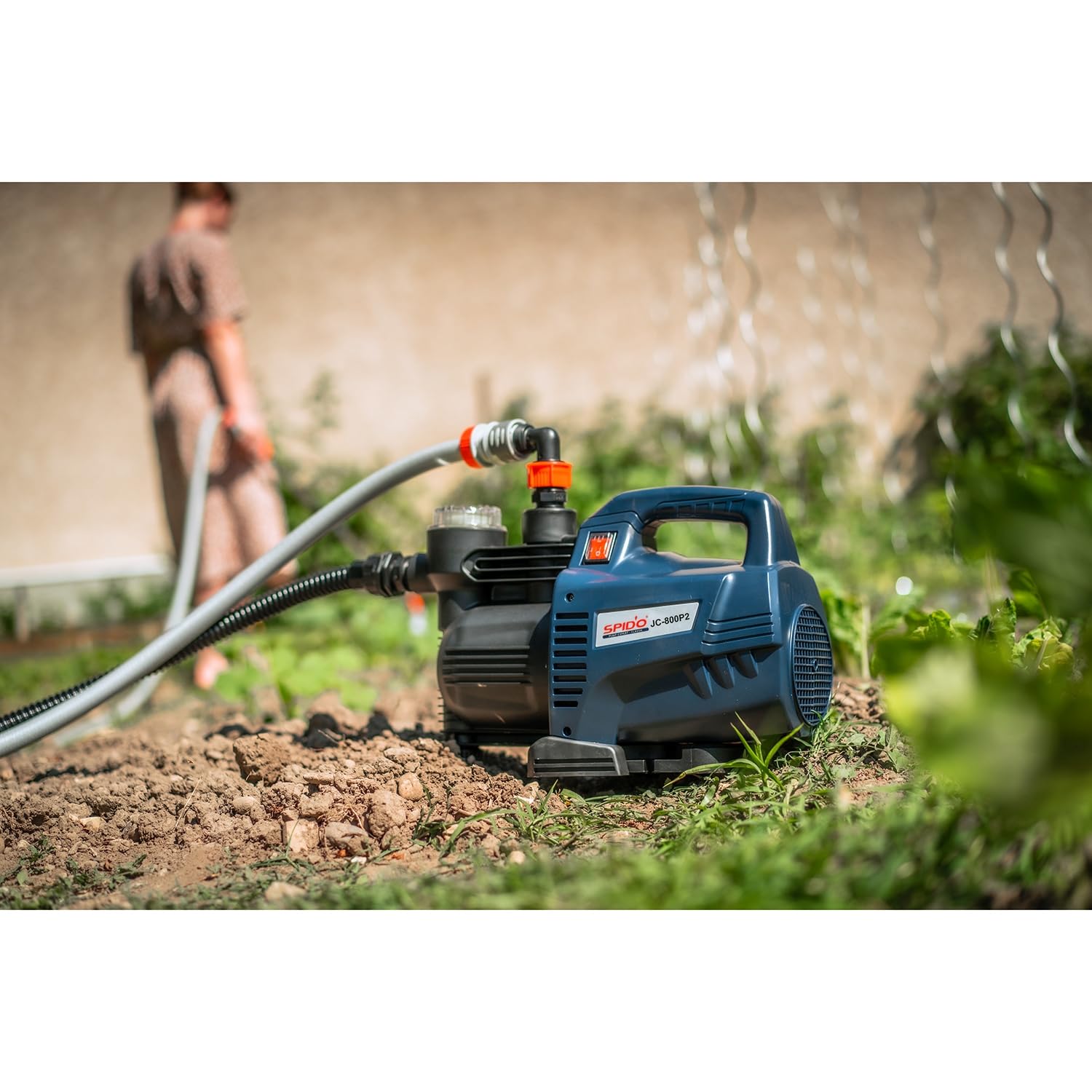 SPIDO - Pompe d’arrosage 800 W - 3500 L/h - 4 bars - Hauteur 40 m - Aspiration 7 m - Raccord 1" - JC-800-P2