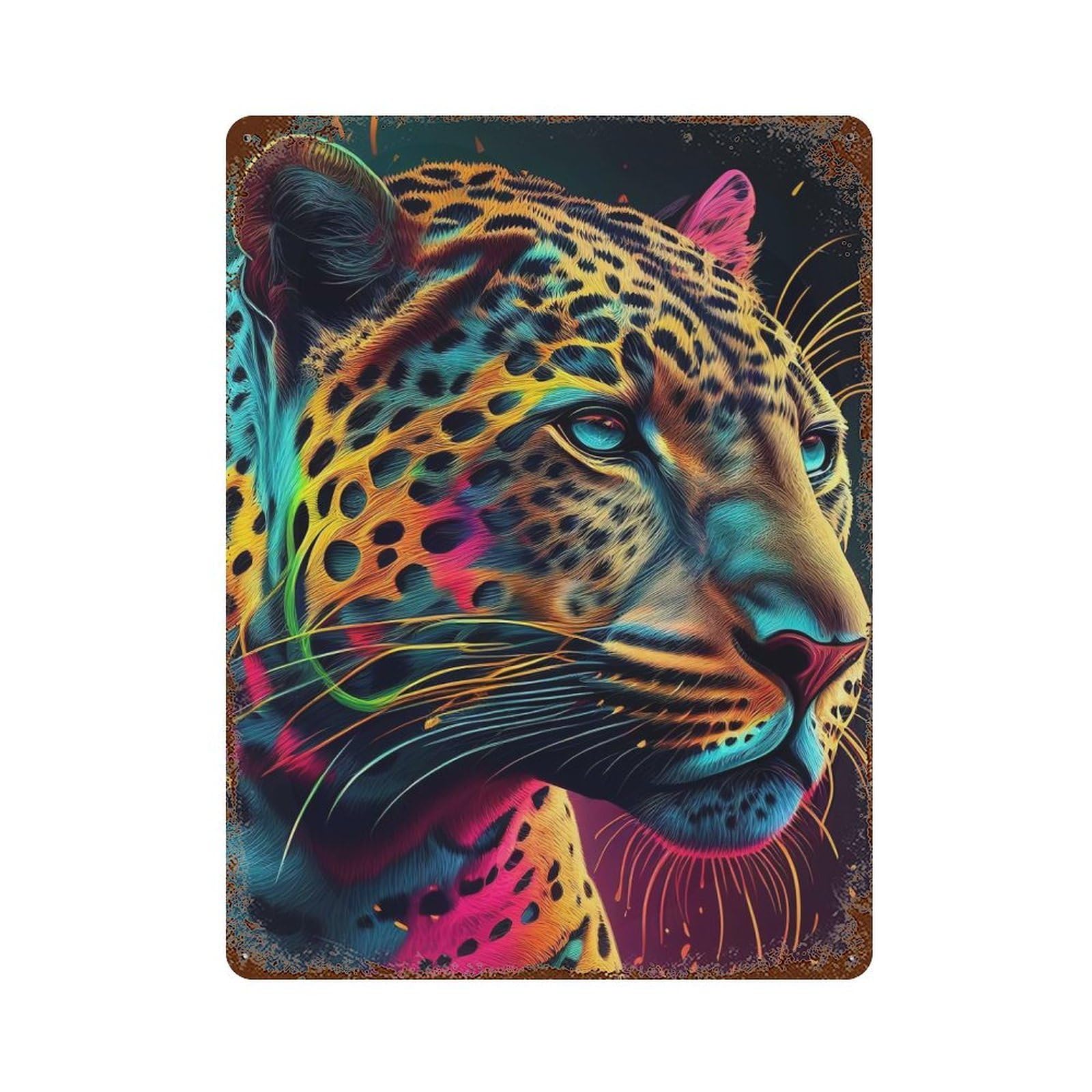 Colorful Jaguar Animals Retro Metal Sign 15.7"x11.8", for Garage, Bar And Workshop Decor, Shabby Chic Decor