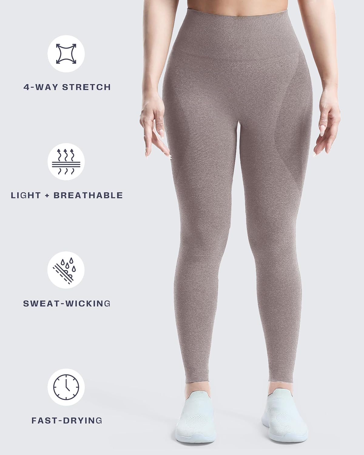 Aoxjox Workout Seamless Leggings for Women Smile Contour High Waisted Athletic Yoga Pants Tights 26" - Image 6