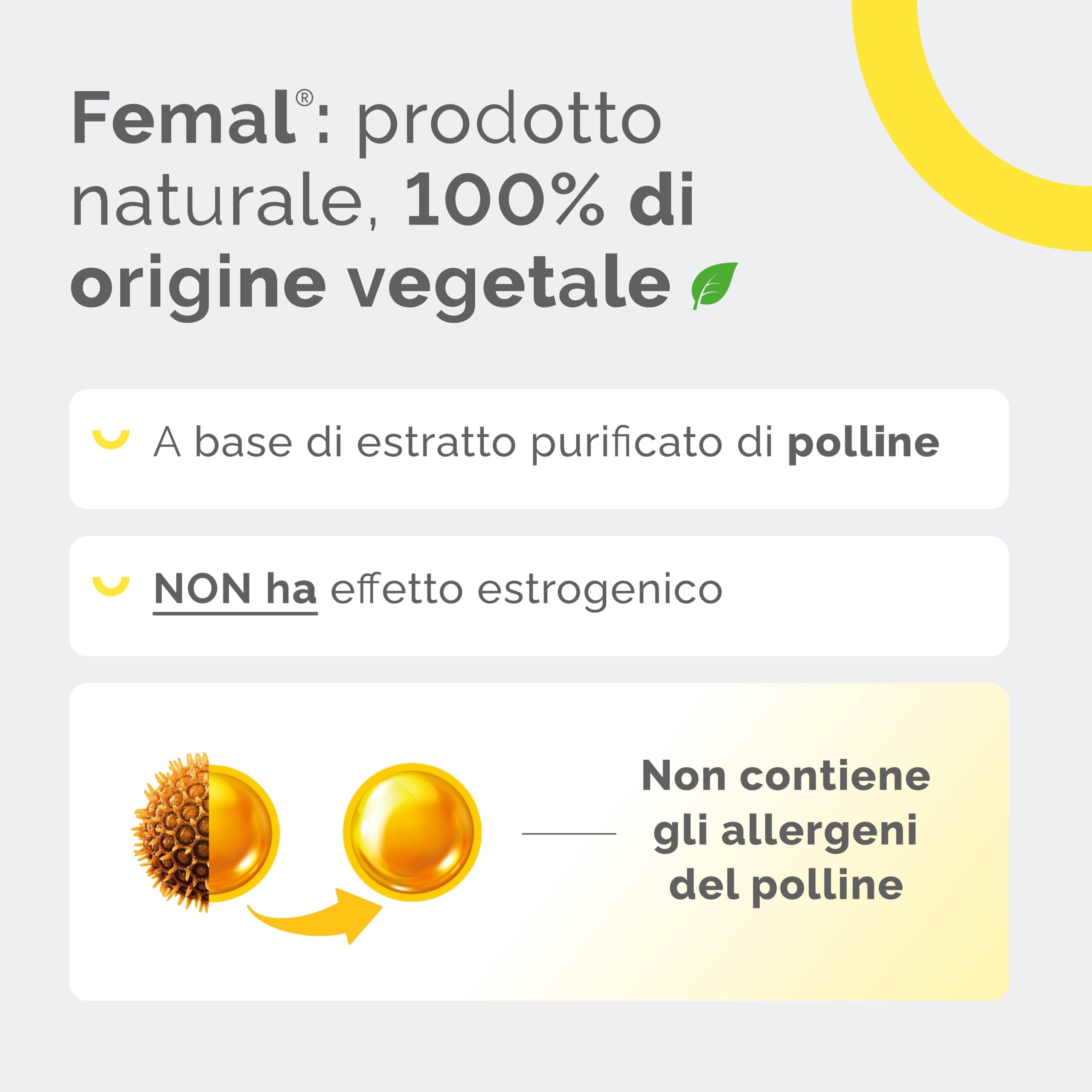 Femal Menopausa 60 Capsule 2 Mesi di utilizzo, Integratore Naturale Non Ormonale per Vampate, Sbalzi d'Umore, Disturbi Sonno, Sudorazioni Notturne e Stanchezza, Estratto Polline e Vitamina E