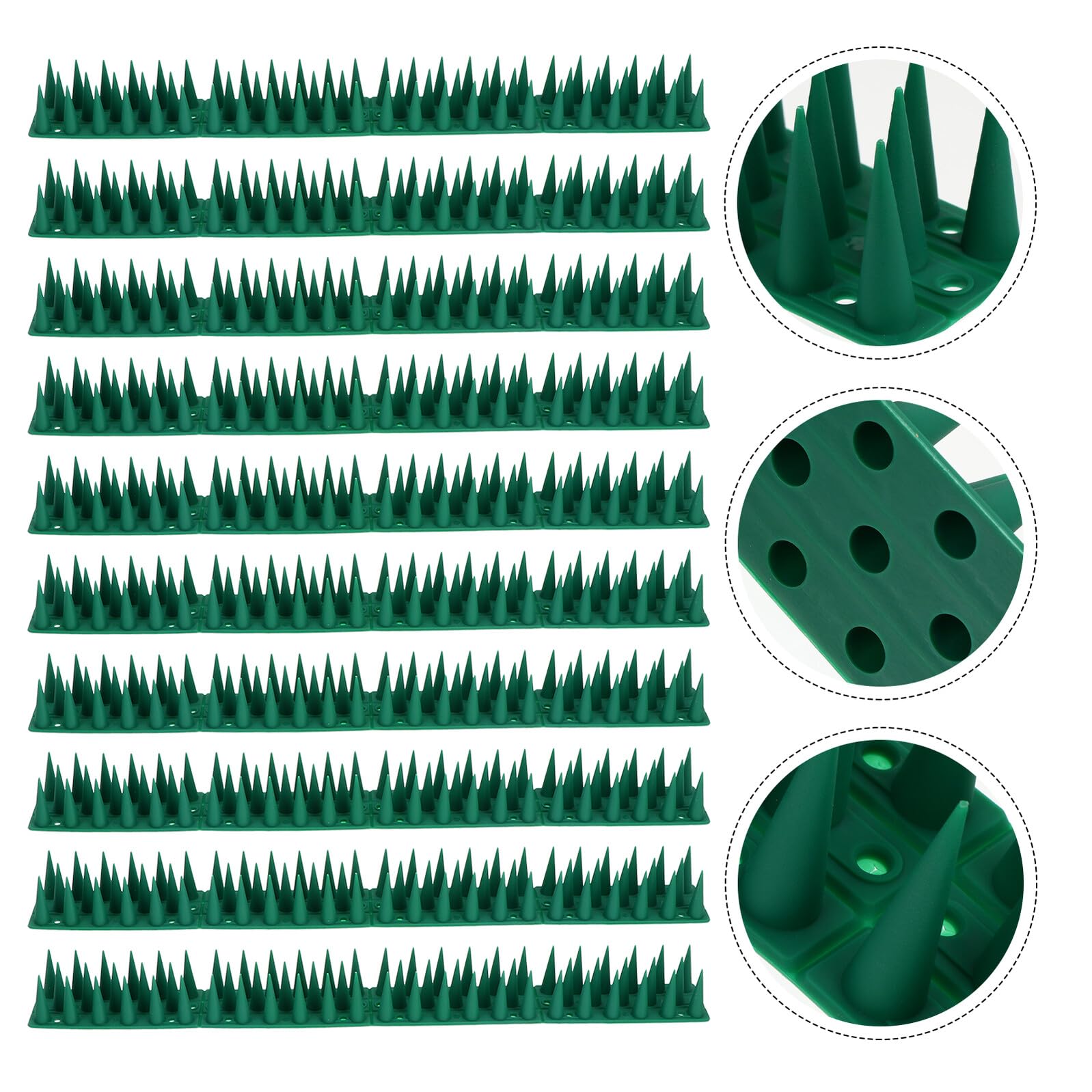 DOITOOL Dissuasore Repellente Umano per Uccelli 10 Set in Plastica Verde Punte Anti-arrampicata per Gazebi e Strutture Alte per Piccioni e Gabbiani