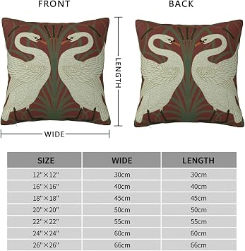 Art Deco Swan Throw Pillow Cover Modern Warm Pillow Cases Square for Home Decor Bedroom Sofa Living Room Cushion Cover 18x18 Inch
