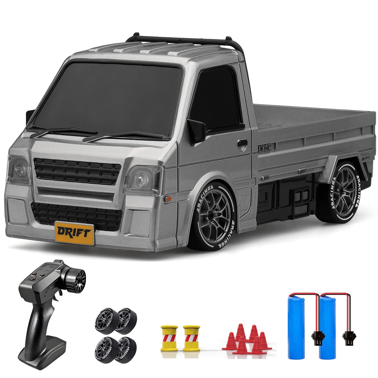 ACAMMZAR RC Drift Car, 1:24 Remote Control Car, 20KM/H 4WD Drift RC Truck with Lights, Extra Racing Tires, High Speed RC Cars for Kids Adults Boys Girls