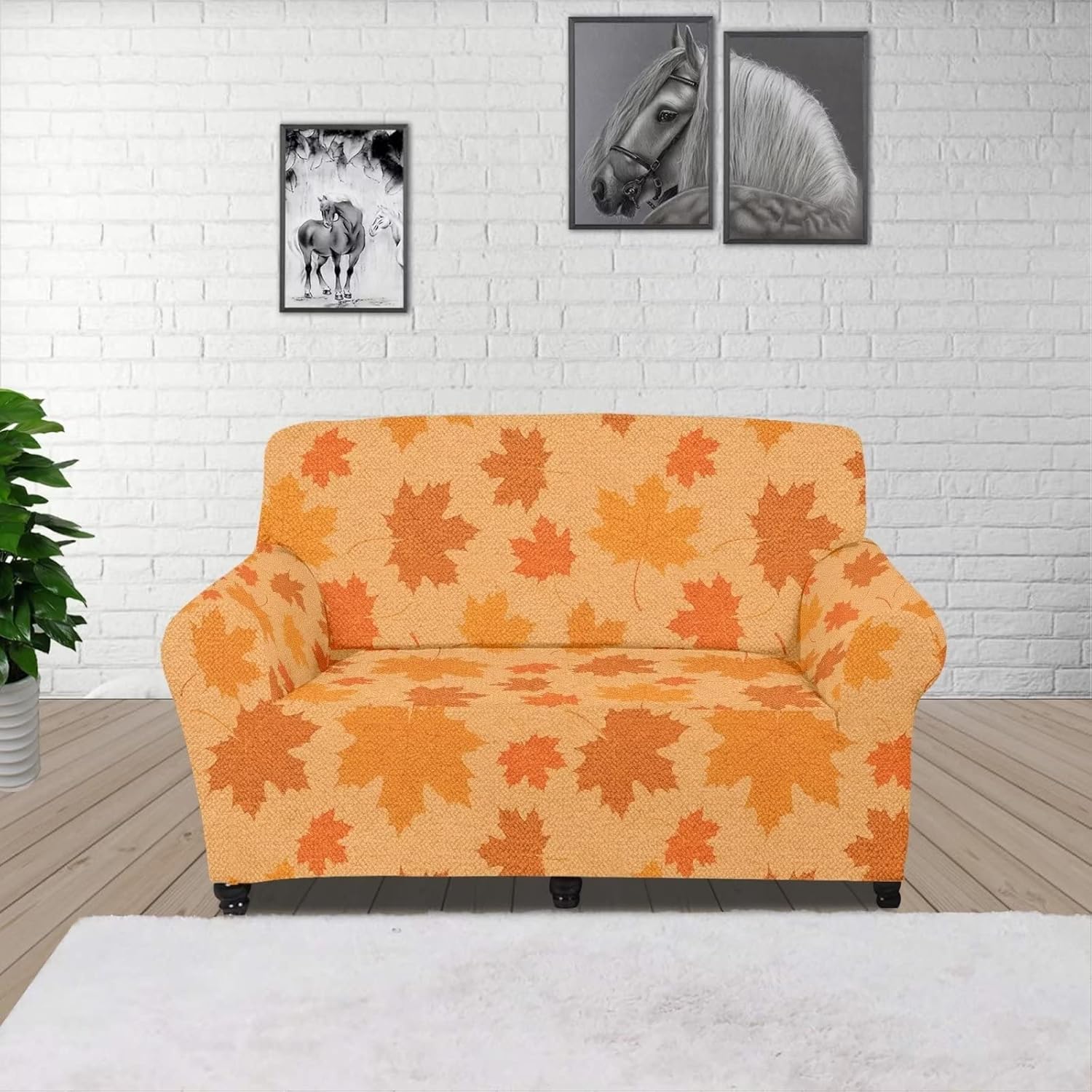 Fall Maple Leaves Printed Washable Soft 1 Pcs Sofa Slipcovers for Single Couch Cushion Protector Durable Thanksgiving Living Room Decor Sofas Covers