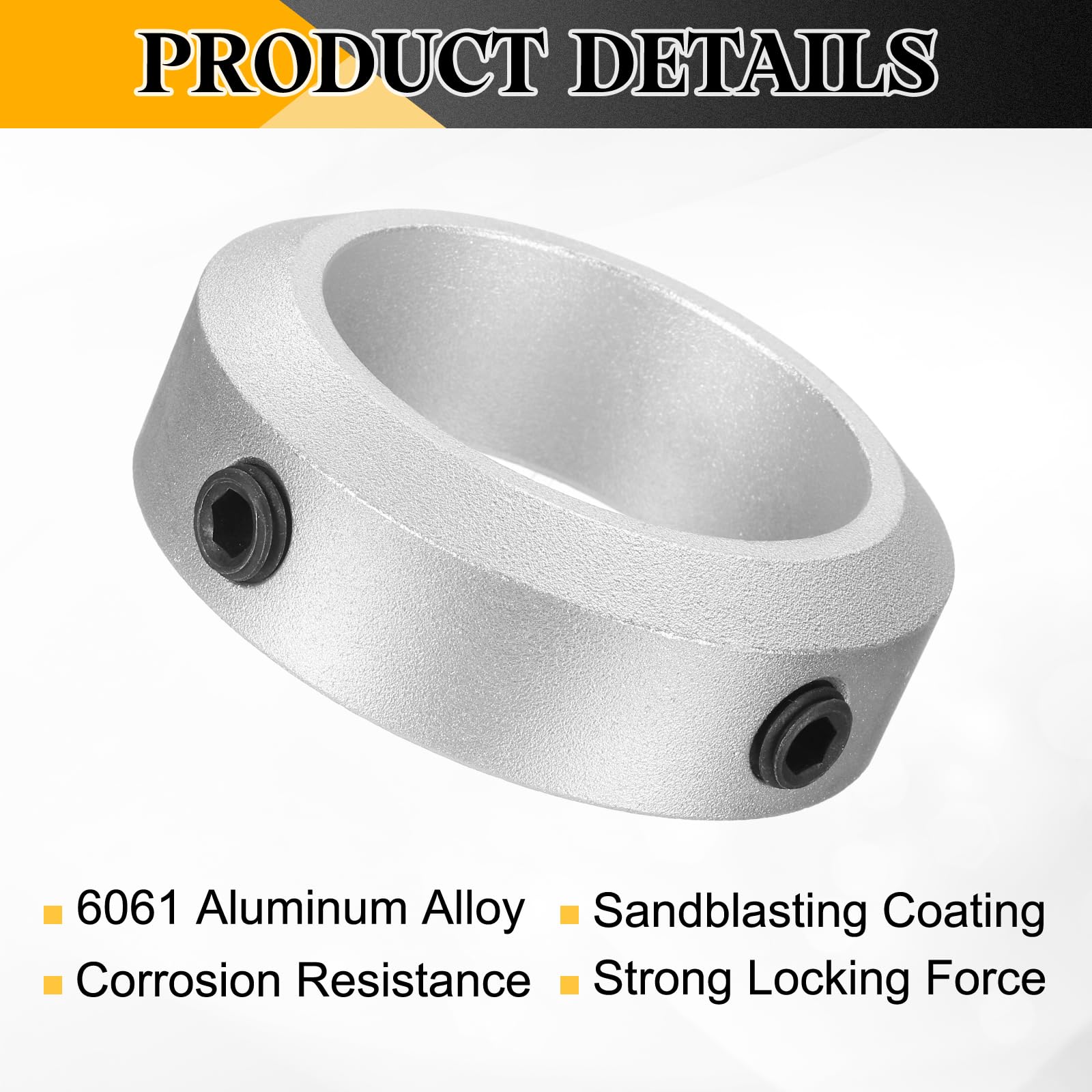 sourcing map 2-teiliges Schraubenbund-Set, 50 mm Bohrung, Schaftmanschetten aus Aluminiumlegierung, 70 mm Außendurchmesser, 22 mm Breite, Achsmanschette für Linearstangenwellenführung
