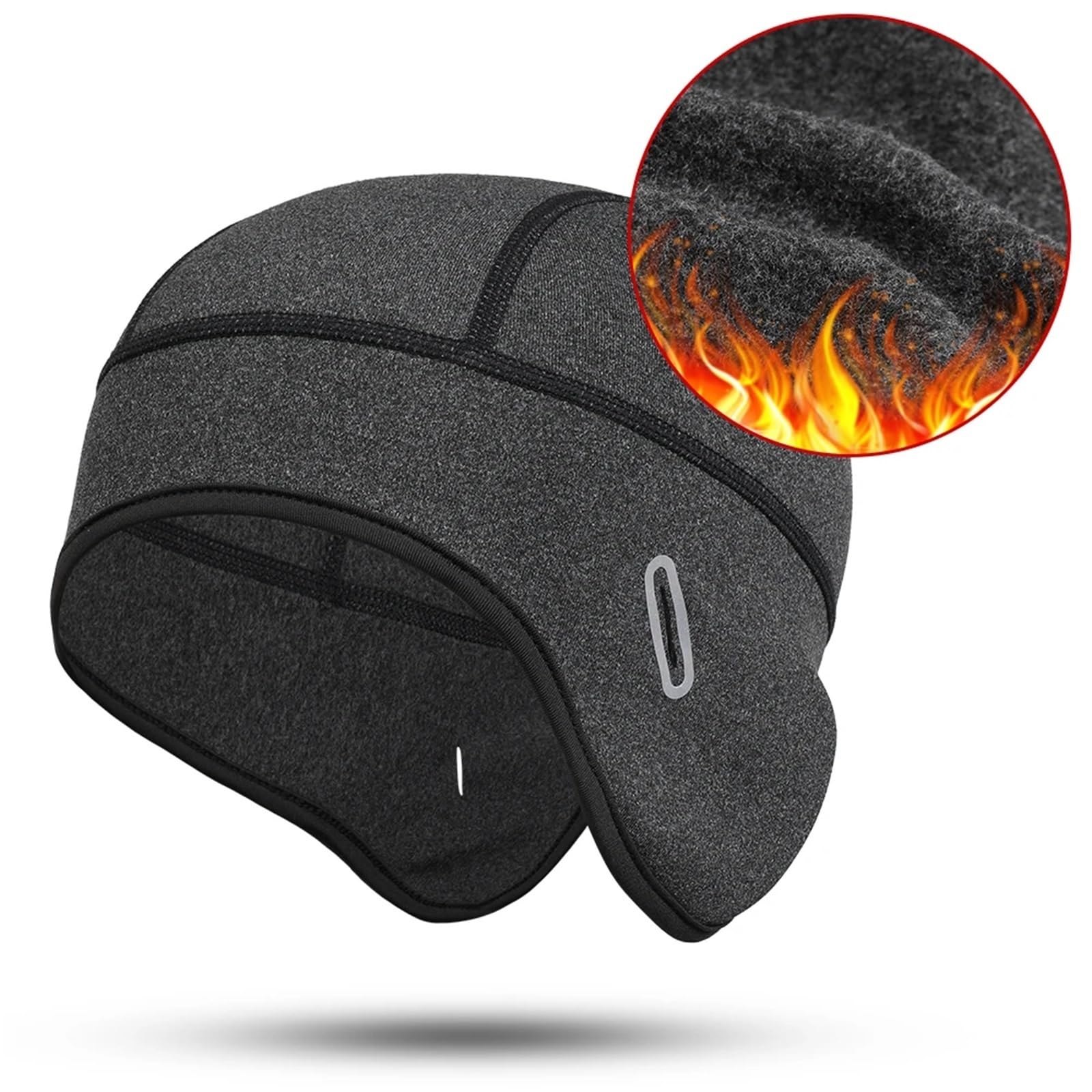 2 pièces Casquette de Cyclisme d'hiver Coupe-Vent Thermique Ski Snowboard Casquettes Course randonnée équitation vélo Motard Casque Doublure Bonnets Chapeaux Hommes Femmes pour Vélo(Dark Gray)