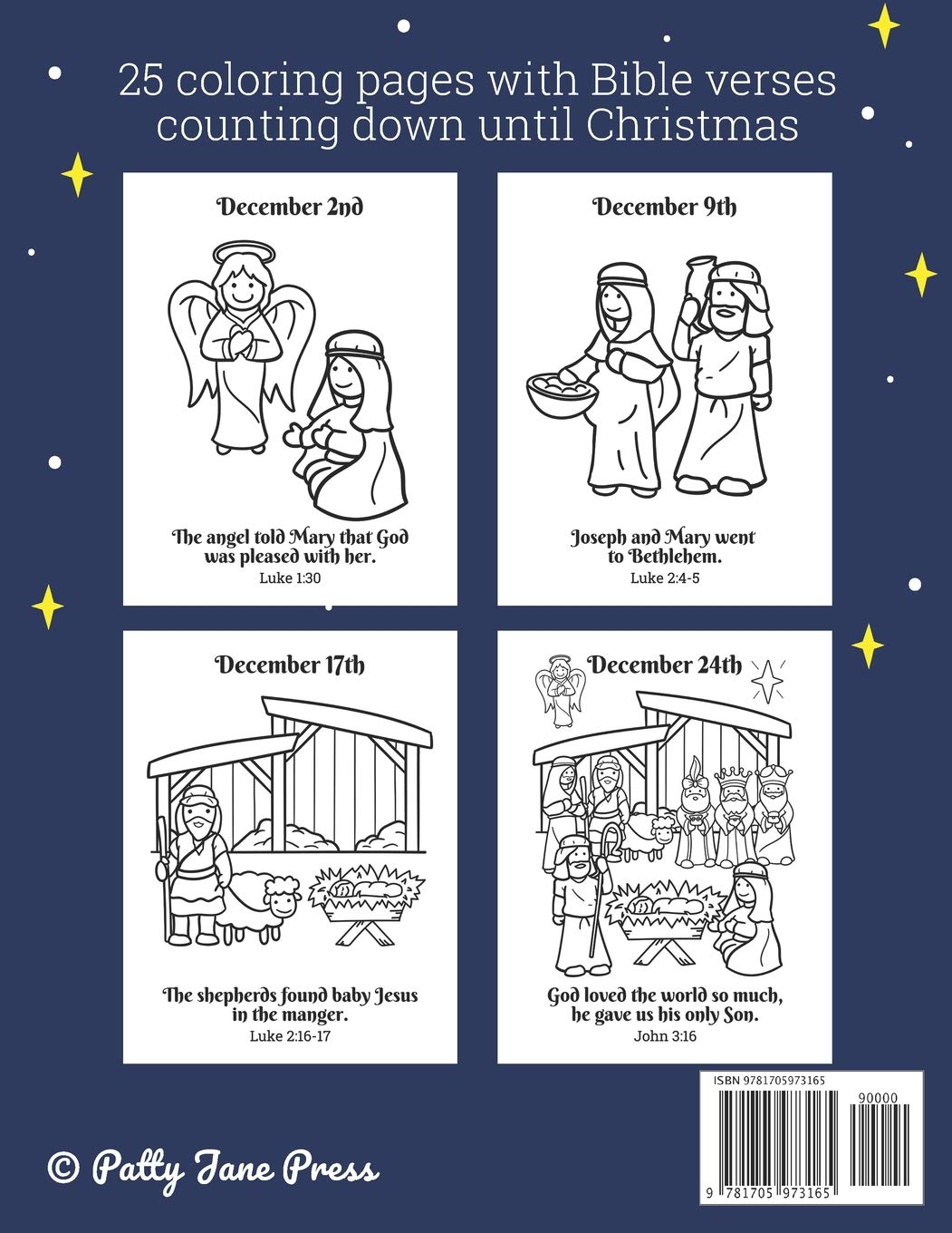 A Christmas Advent Calendar Coloring Book For Kids: The Nativity: Count Down To Christmas With Simplified Bible Verses About Jesus and Large, Easy Coloring Pages for Toddlers and Up.: 1
