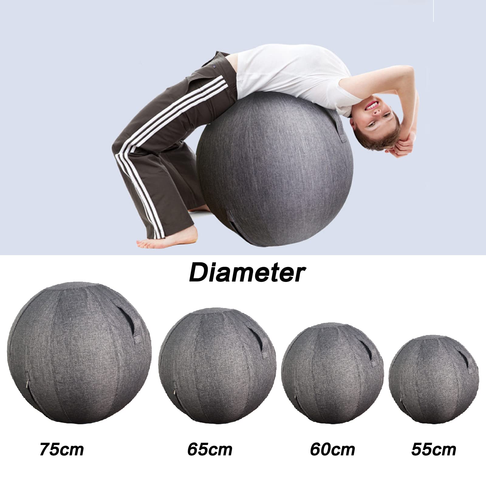 Bezug für Sitzball, Faltbar Sitzball Stoffbezug mit Griff, Yoga Ball Abdeckung, Gymnastikball Bezug für Zuhause, Büro, Pilates, Yoga Jetzt,75cm/29.5in