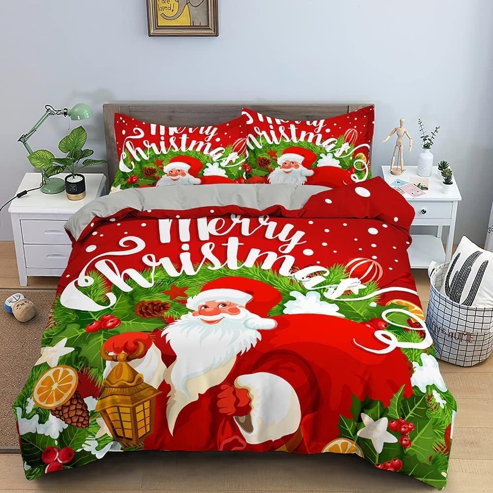 Housse de couette 220x240 Noël en microfibre 110gsm douce et durable