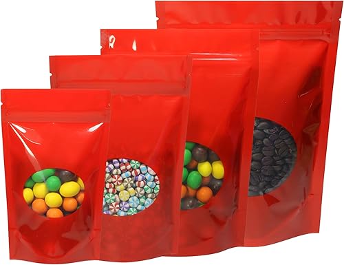 Miniatura 7 de 100 bolsas de doble cara de color matebrillante con ventana redonda transparente (100 bolsaspaquete) (3.3 x 5.5 pulgadas, rojo brillante)