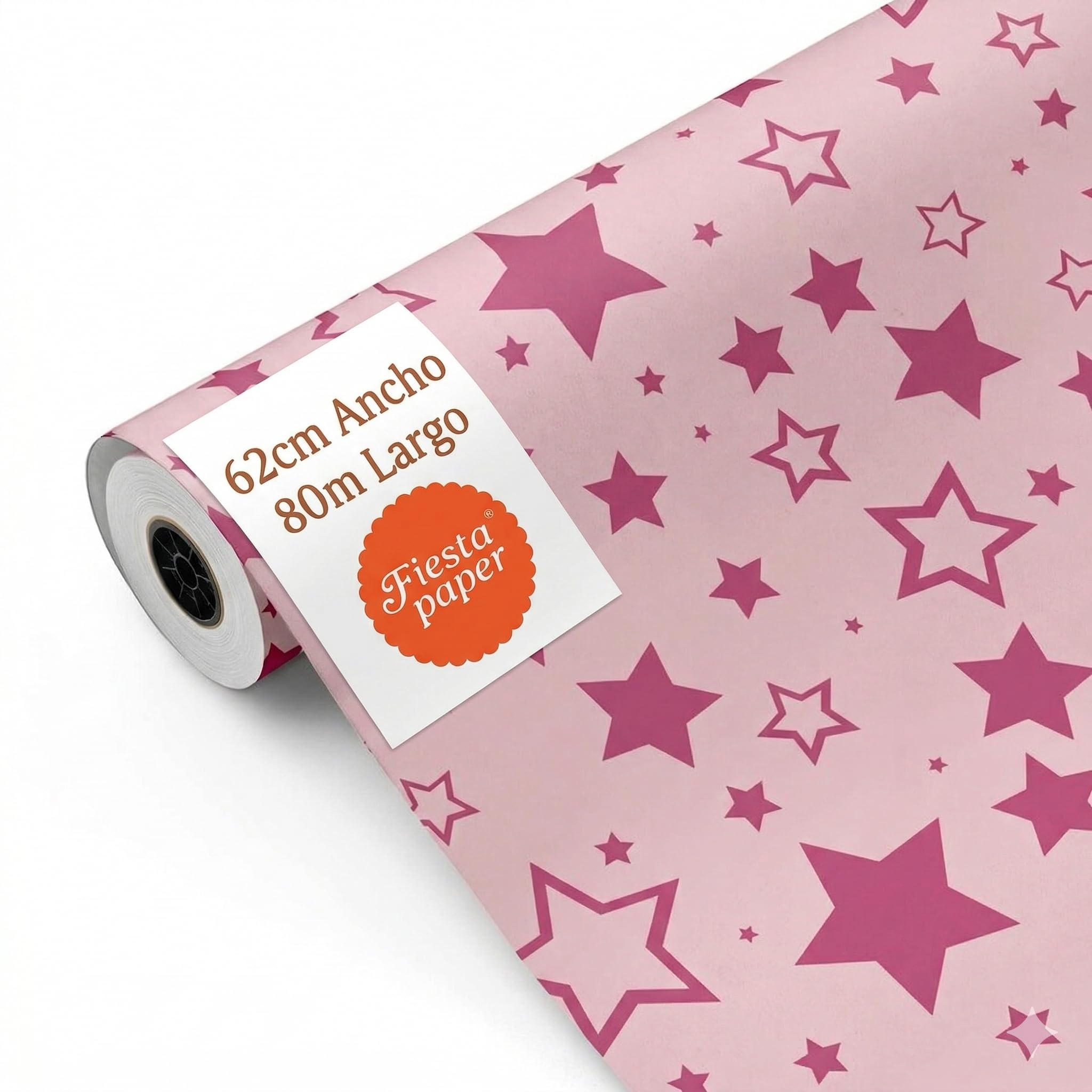 Pink Star Geschenkpapierrolle, 62 cm x 80 m, groß, strapazierfähig, für Geburtstage, Babypartys, Hochzeiten, Geschäfte und gewerbliche Aktivitäten FP Fiesta Paper