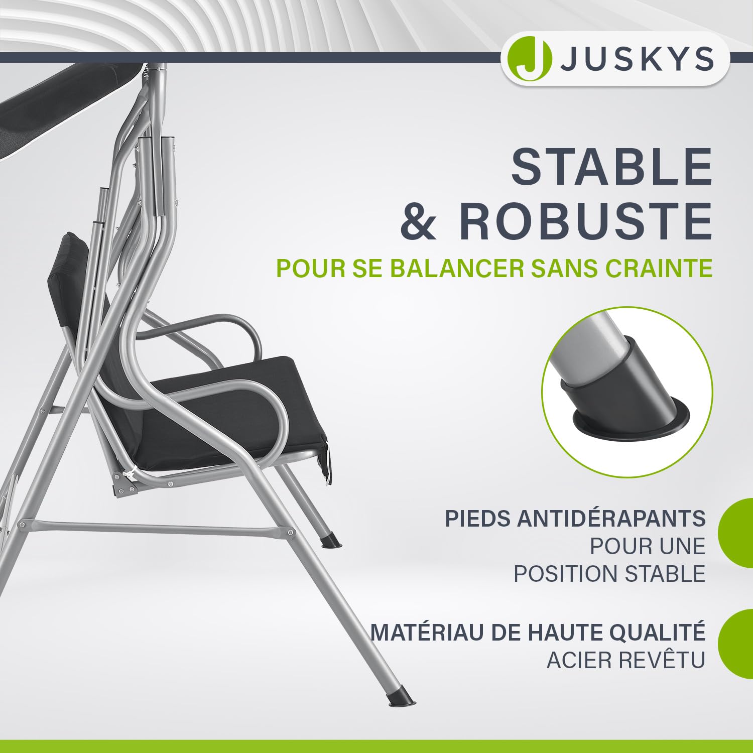 Juskys Balançoire Hollywood avec Toit et Coussin de siège - balançoire de Jardin 200 kg Chargeable - Banc de balançoire pour Jardin et terrasse- Gris, 3 Places