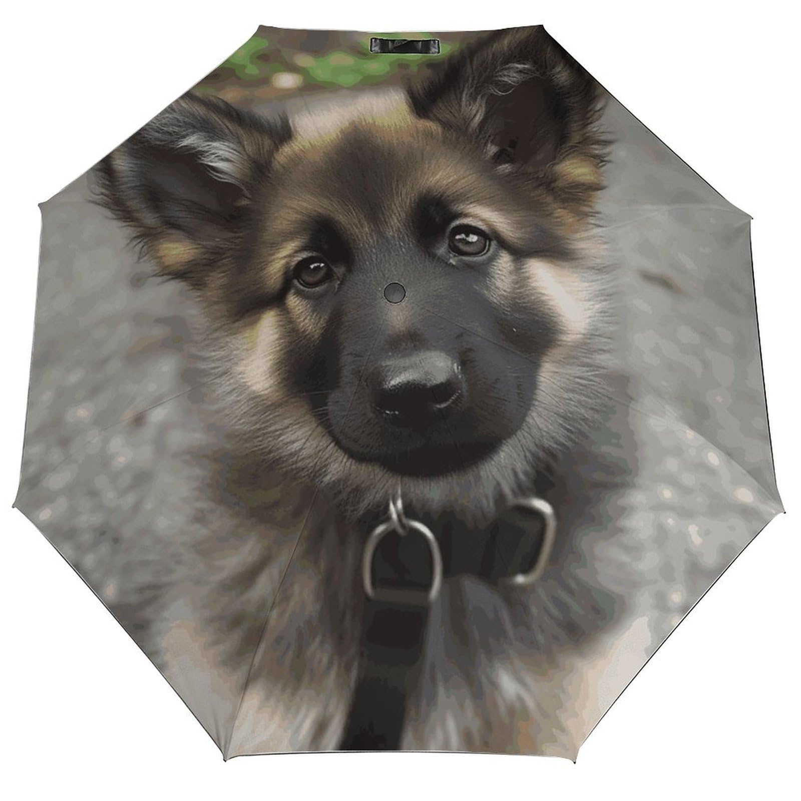Waficac Cute German Shepherd Puppy Rain Umbrella For Auto Open Close Travel Windproof Portable Umbrella