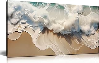 Ocean Waves Canvas Wall Art for Living Room, Beach Scenery View Home Dec...
