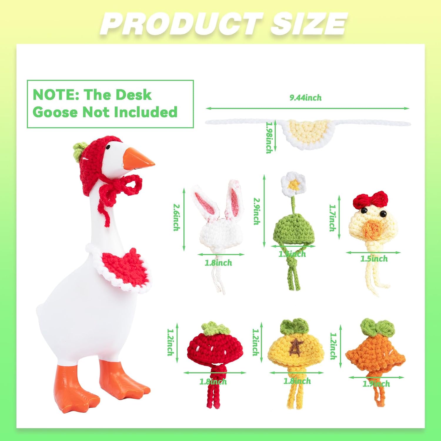 6 Sets 7 Inches Desk Goose Outfits Cute Mini Knitted Hats & Bibs Set - Office Home Desk Goose Accessories - Funny Desktop Decor Gift for Coworkers Friends