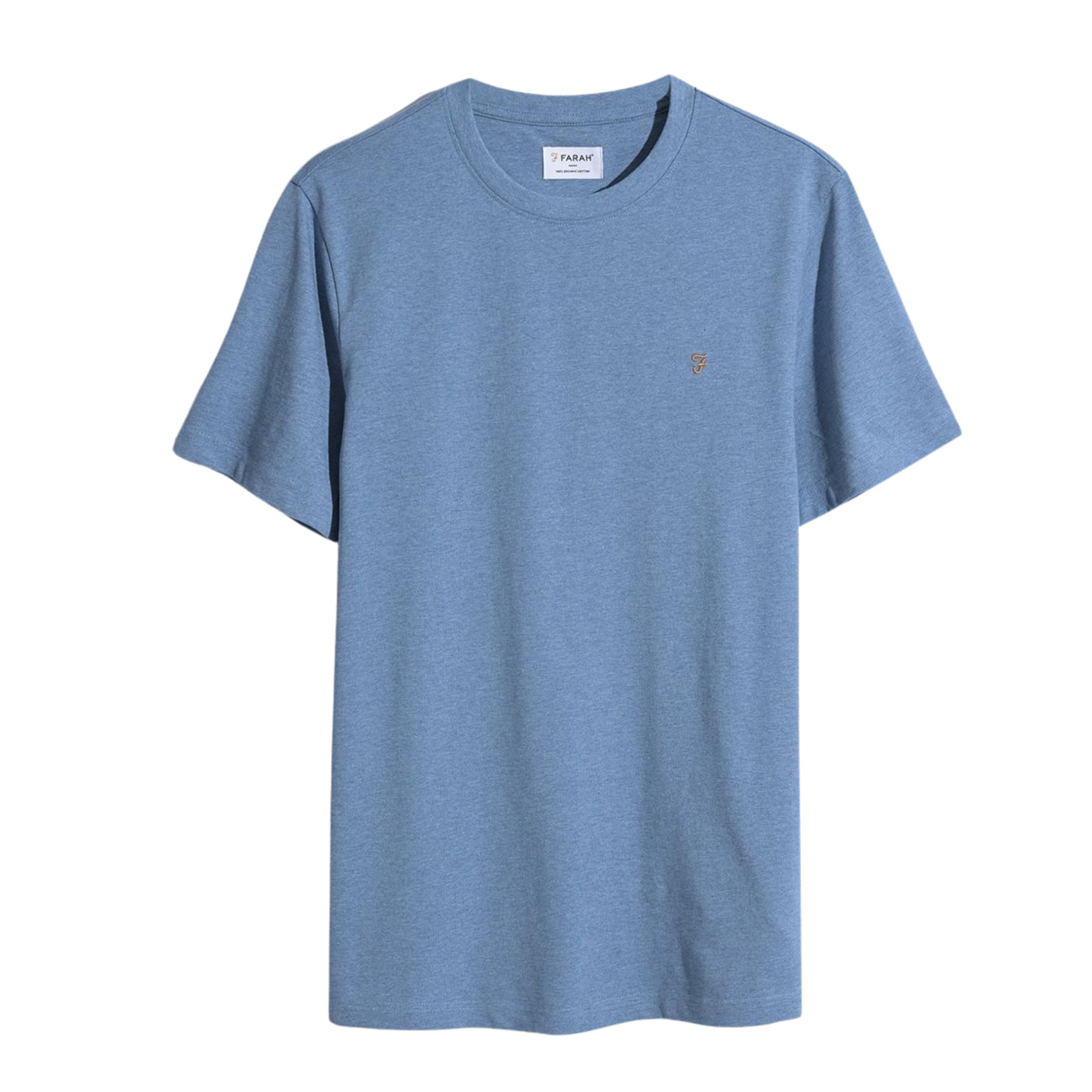 Farah Mens T-Shirt Short Sleeve Cotton Blue Tide 401 L