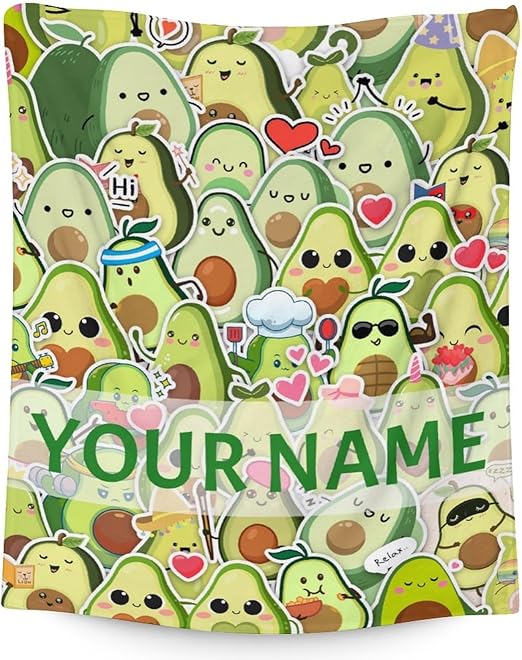 Blanket for Girls - 60"x80" Personalized Cute Avocado Throw Gifts - Colorful Soft Fuzzy Blankets for Bed, Couch & Living Room