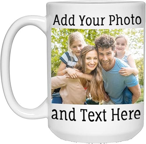 MEIERLE Taza de café personalizada con texto de imagen, tazas personalizadas de 15 onzas para el Día del Padre, tazas personalizadas, regalo