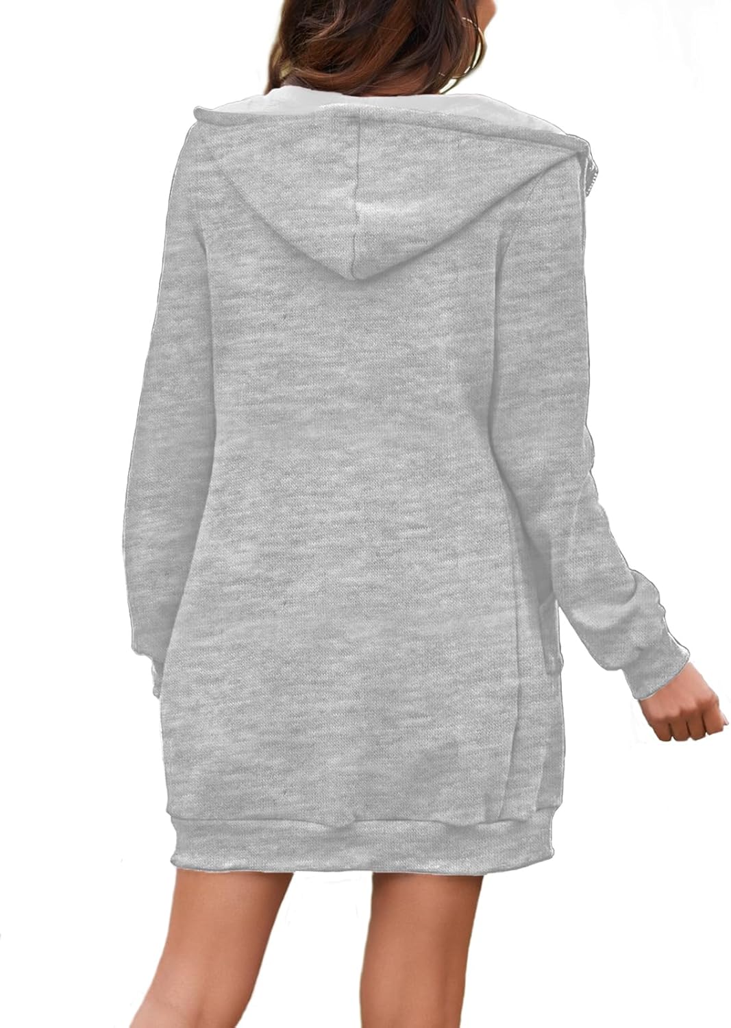 Locryz Women's Zip Up Hoodies Long Tunic Sweatshirts Oversized Fleece Sweatshirt Long Hoodie Fall Jacket Coat with Pocket - Image 2