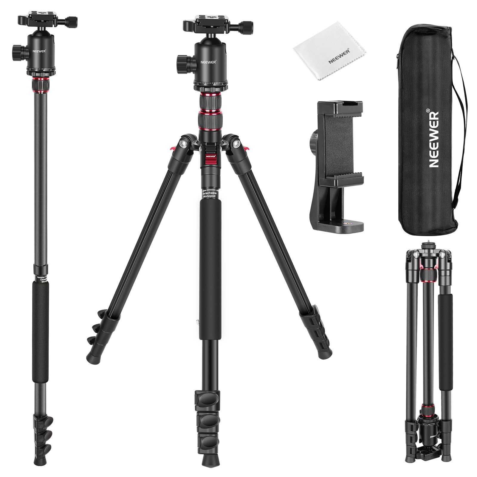 Amazon | NEEWER 197cm カメラ三脚一脚 スマホホルダー/ボールヘッド