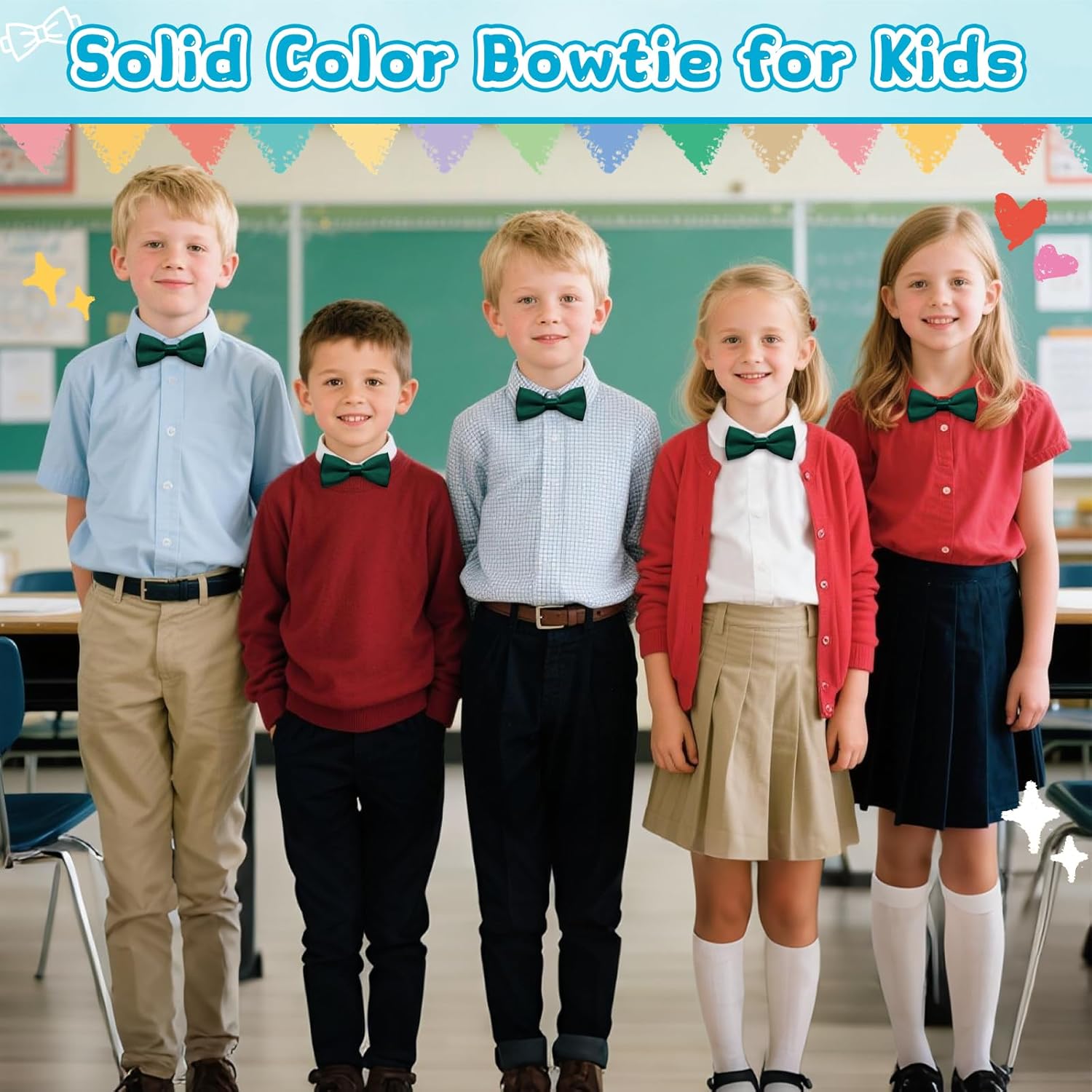 Solid Color Bow Ties for Boys Girls, Adjustable Pre-tied Kids Bowtie for School Wedding Party Concert Church - Image 5
