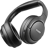 TOZO HT2 Hybrid Active Noise Cancelling Headphones, Wireless Over Ear Bluetooth Headset, 60H Playtime, Hi-Res Audio Custom EQ via App Deep Bass Comfort Fit Ear Cups, for Home Office Travel Black Black M New Upgraded Edition