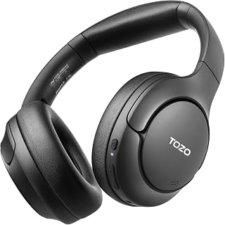 TOZO HT2 Hybrid Active Noise Cancelling Over-Ear Headphones: 60H Playtime, Hi-Res Audio, Bluetooth 5.3, App EQ, Deep Bass Comfort Fit