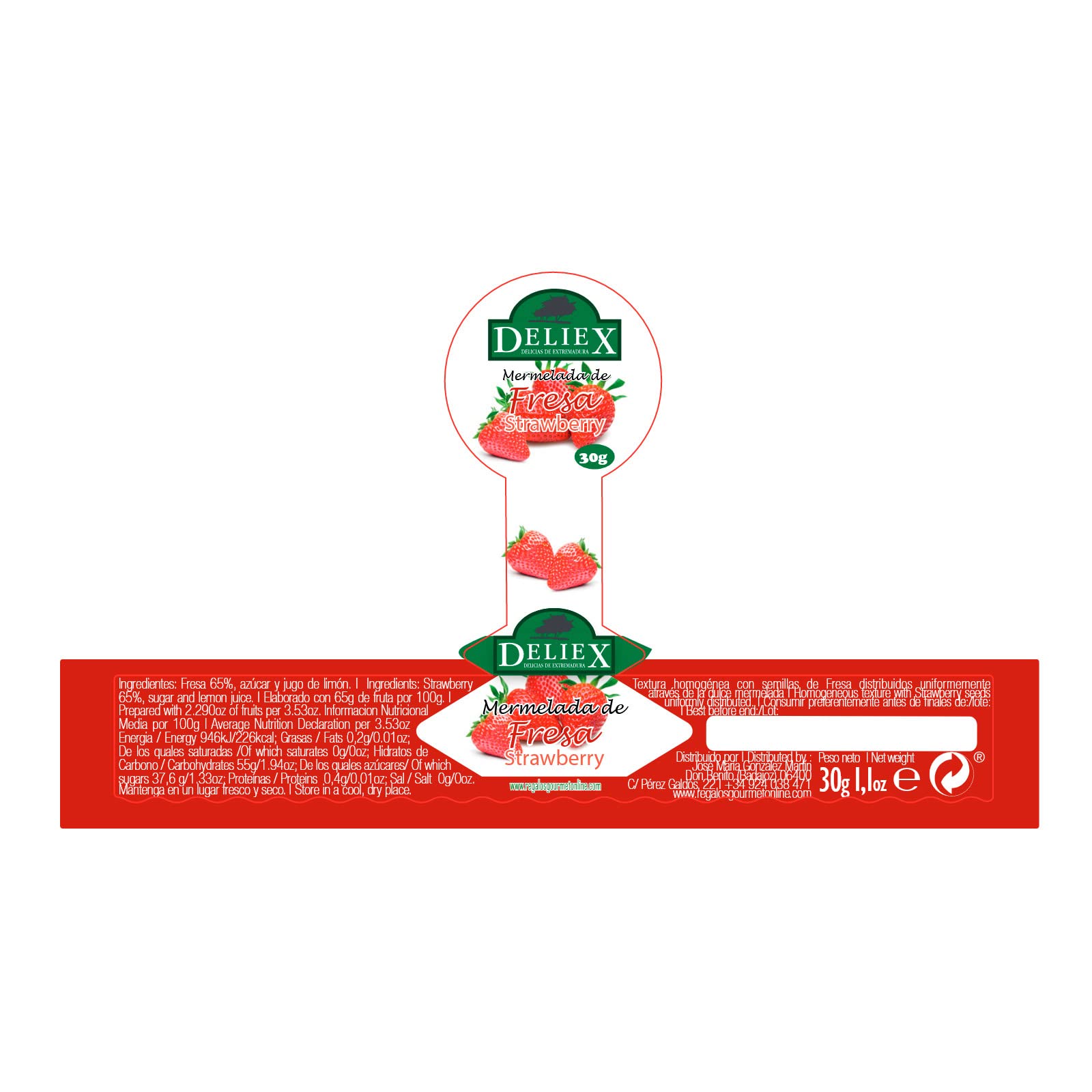 Deliex delicias de Extremadura. 60 Mermeladas pequeñas sabores variados. Miniaturas de mermeladas en cristal 30 gr, detalles a invitados en bodas, comuniones, bautizos (Surtido, 60 Tarros)