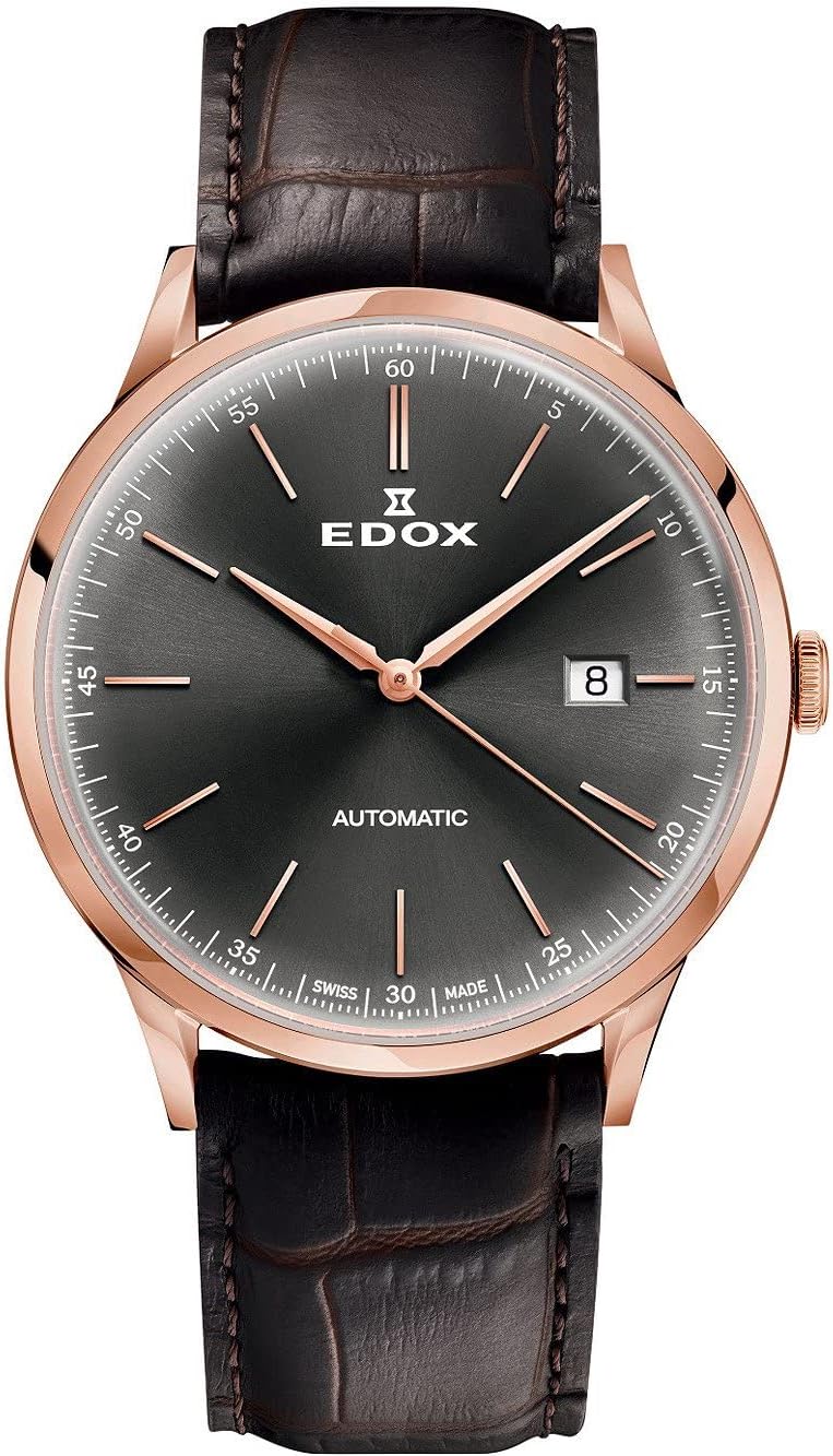 EDOXEdox 80106 37RC GIR Les Vauberts Swiss Made Automatic Analogue Watch for Men, Brown