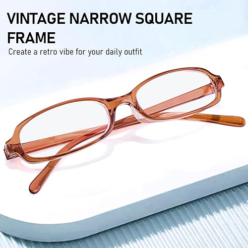 Miniatura 7 de SODQW Lentes falsos de moda, sin receta, transparentes para mujer, con bloqueo de luz azul, rectangular, marco para computadora